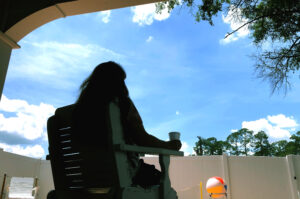 The patio at the Senior Care Unit is a great place to relax, meditate or partipate in group activities.